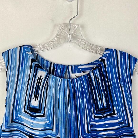 Calvin Klein Blue Geometric Blouse - Picture 2 of 9